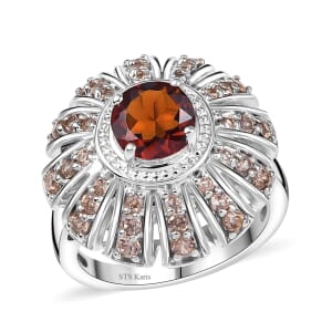 Karis Brazilian Cherry Citrine and Brown Zircon 3.10 ctw Sunset Ring Platinum Bond (Size 10.0)