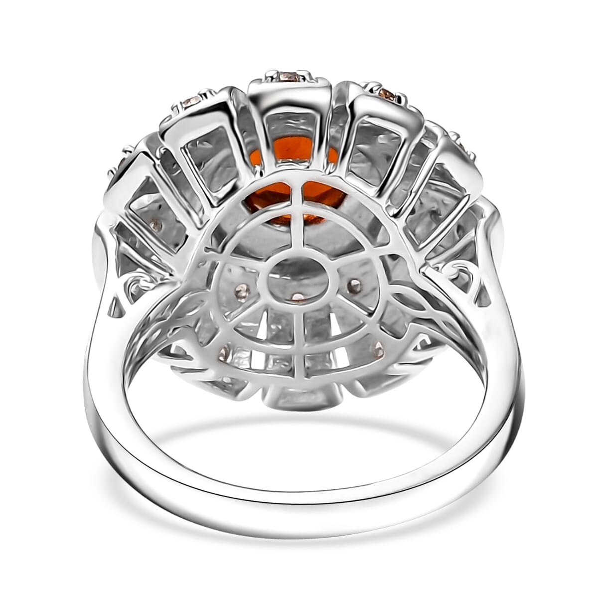 Karis Brazilian Cherry Citrine and Brown Zircon 3.10 ctw Sunset Ring Platinum Bond (Size 10.0) image number 4