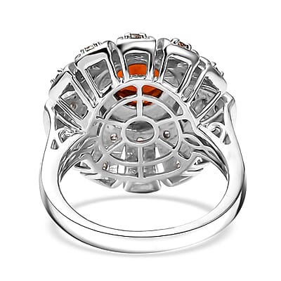 Karis Brazilian Cherry Citrine and Brown Zircon 3.10 ctw Sunset Ring Platinum Bond (Size 10.0)