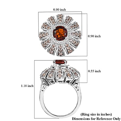 Karis Brazilian Cherry Citrine and Brown Zircon 3.10 ctw Sunset Ring Platinum Bond (Size 10.0)