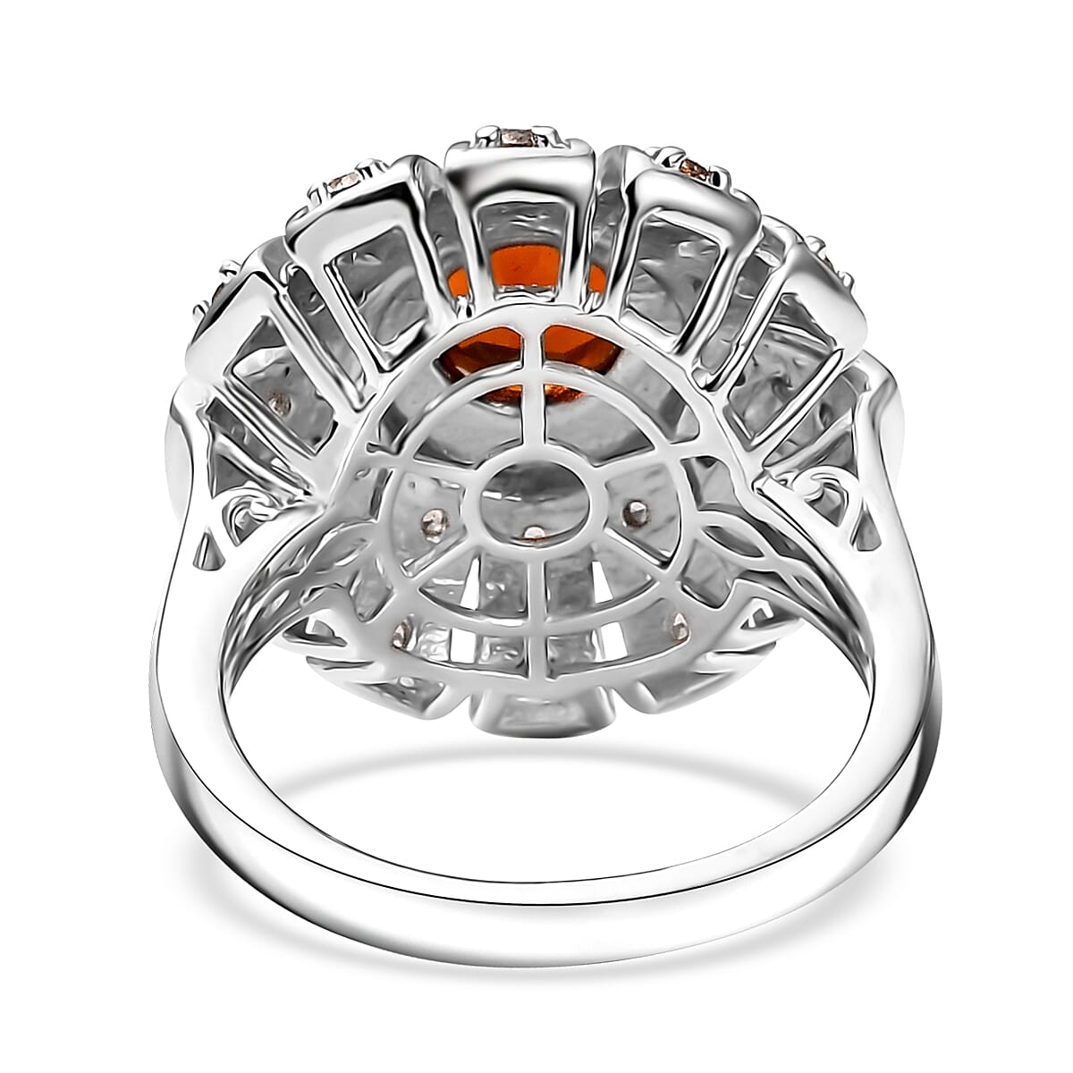 Karis Brazilian Cherry Citrine and Brown Zircon 3.10 ctw Sunset Ring Platinum Bond (Size 6.0) image number 4