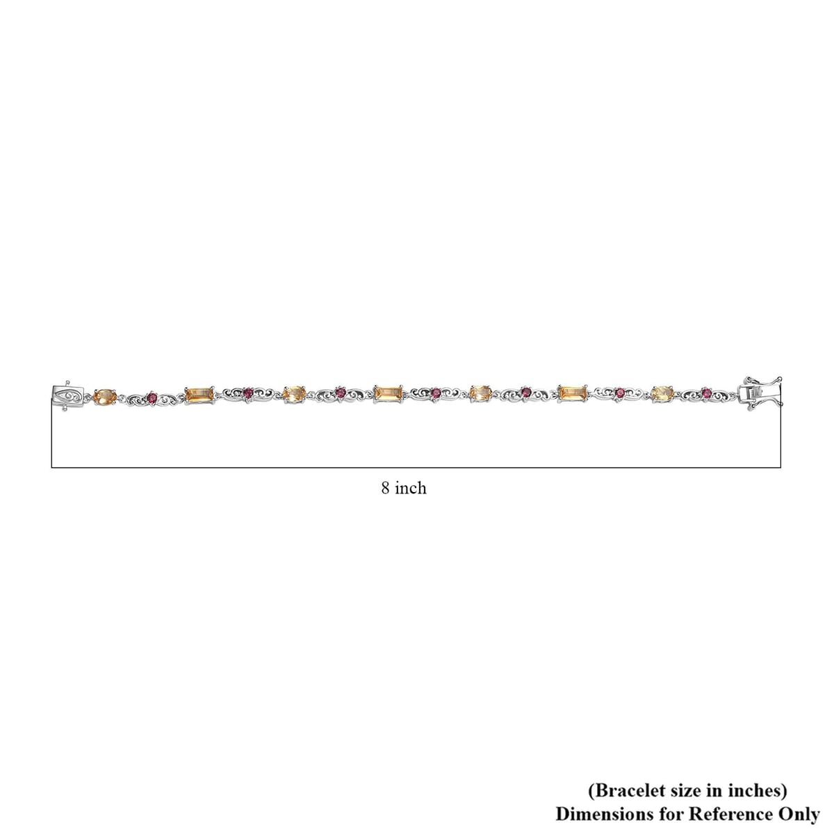 Epic Deal Karis Brazilian Citrine, Orissa Rhodolite Garnet Art Deco Bracelet Platinum Bond (7.25 In) 4.35 ctw image number 4