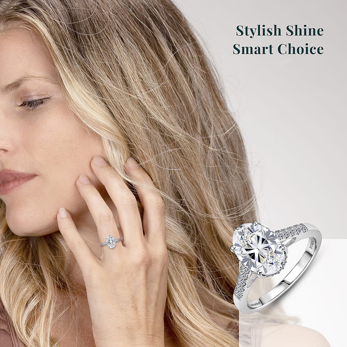 IGI Certified Luxuriant Lab Grown Diamond E-F VS 3.15 ctw Crown Hidden Halo Ring in 950 Platinum (Size 7.0) image number 1