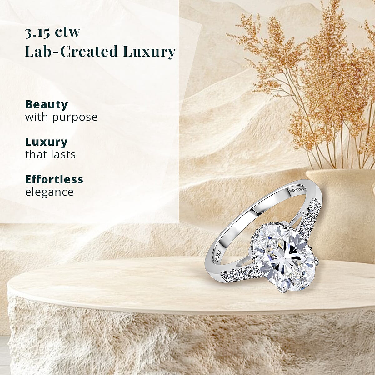IGI Certified Luxuriant Lab Grown Diamond E-F VS 3.15 ctw Crown Hidden Halo Ring in 950 Platinum (Size 7.0) image number 2