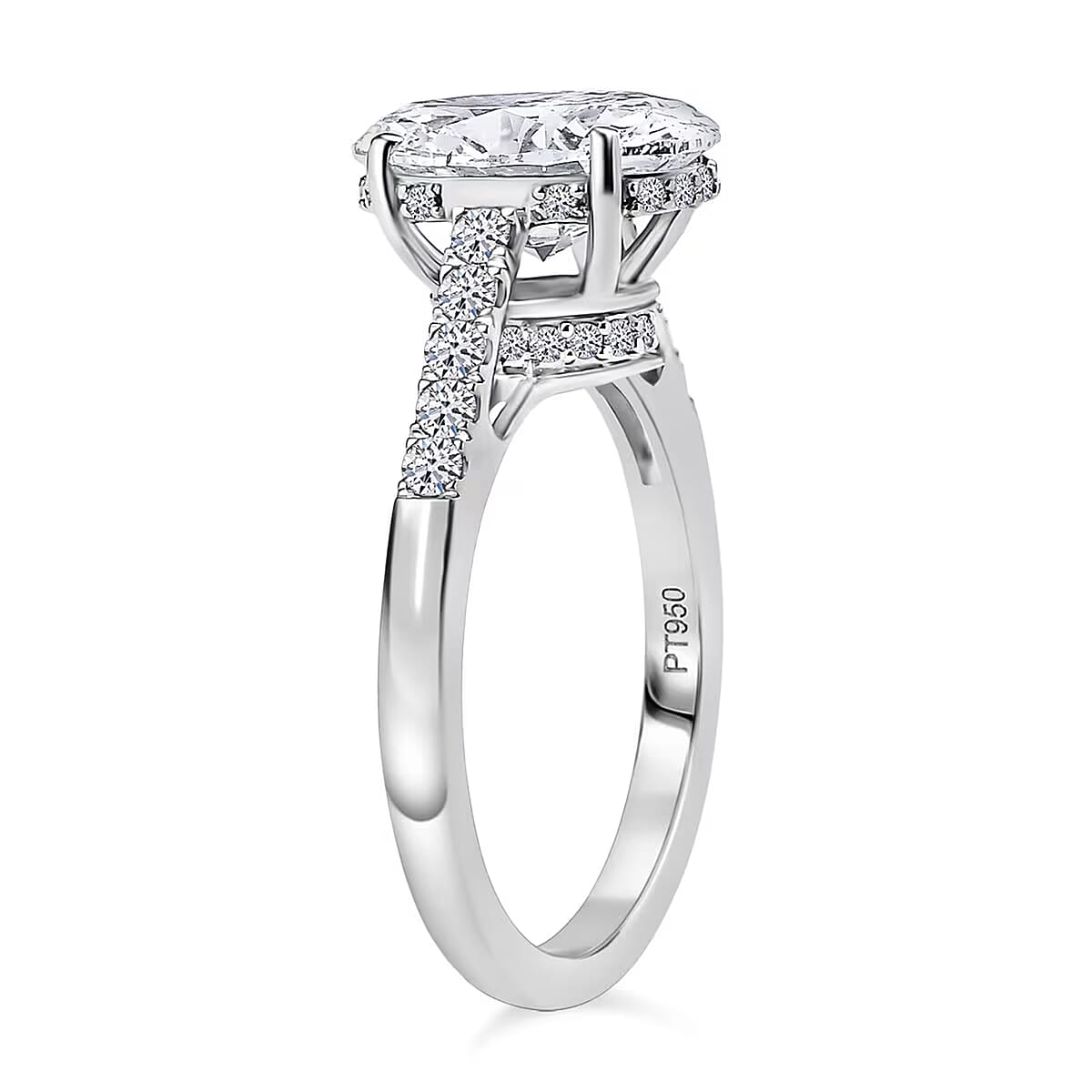 IGI Certified Luxuriant Lab Grown Diamond E-F VS 3.15 ctw Crown Hidden Halo Ring in 950 Platinum (Size 7.0) image number 8
