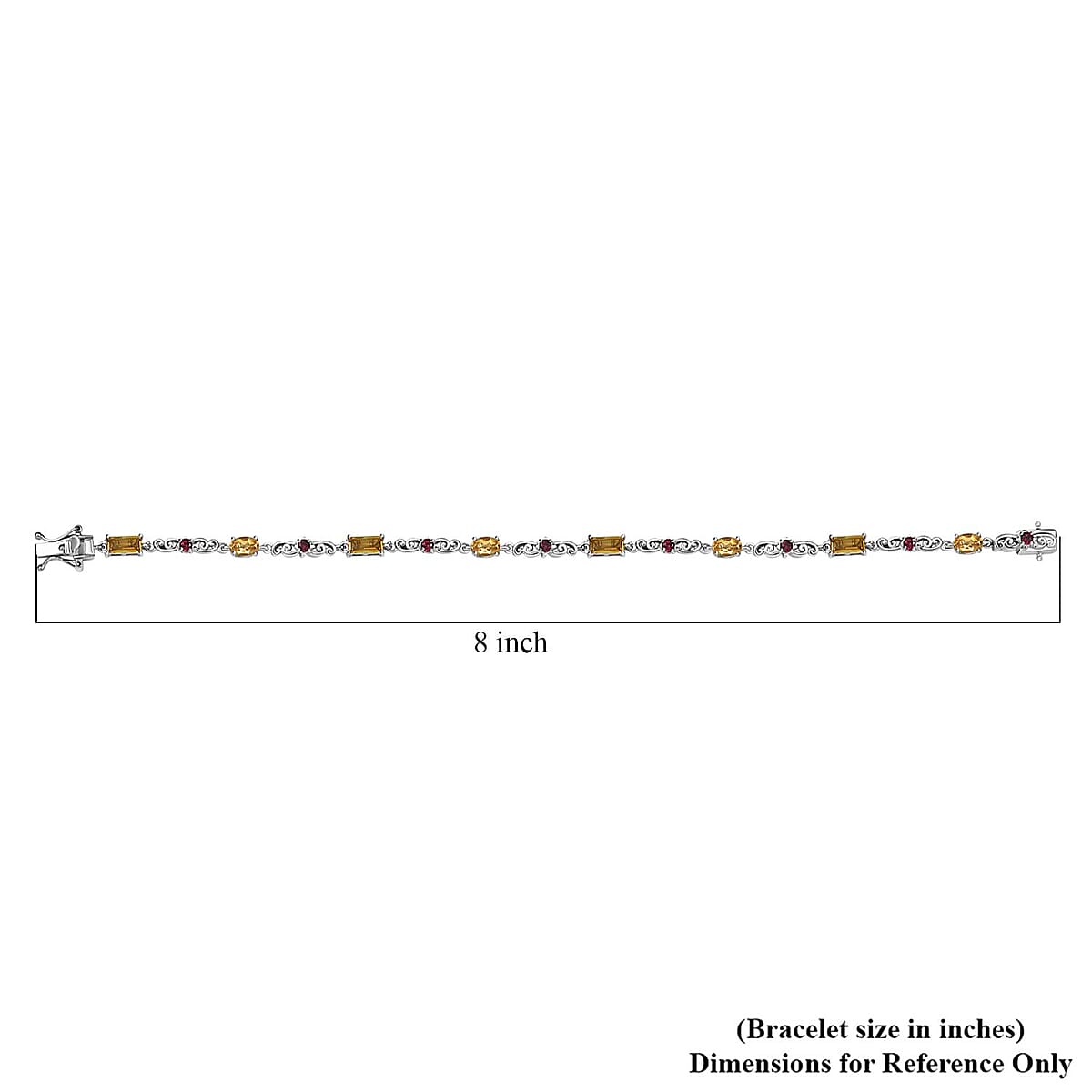Karis Brazilian Citrine and Orissa Rhodolite Garnet 4.65 ctw Art Deco Bracelet Platinum Bond (8.00 In) image number 4