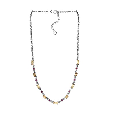 Karis Brazilian Citrine and Orissa Rhodolite 5.35 ctw Garnet Art Deco Necklace Platinum Bond 18 Inches