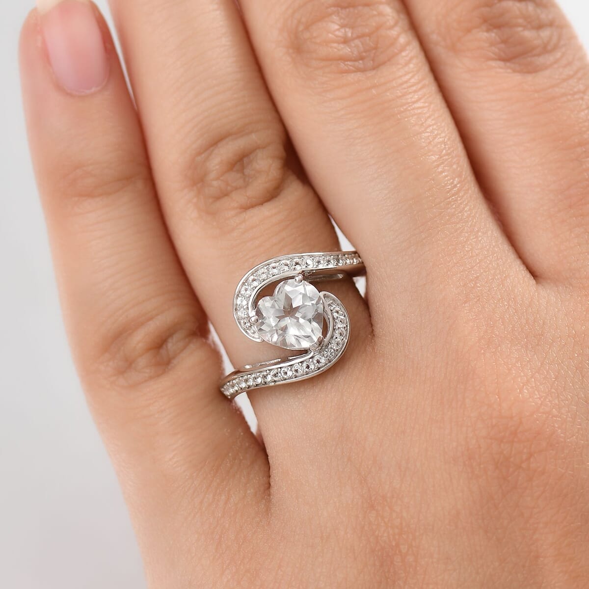 D'Joy Golconda Topaz 2.50 ctw Infinity Swirl Ring in Platinum Over Sterling Silver (Size 10.0)  image number 2