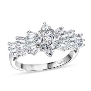 D'Joy Golconda Topaz 1.30 ctw Ballerina Ring in Platinum Over Sterling Silver (Size 10.0)
