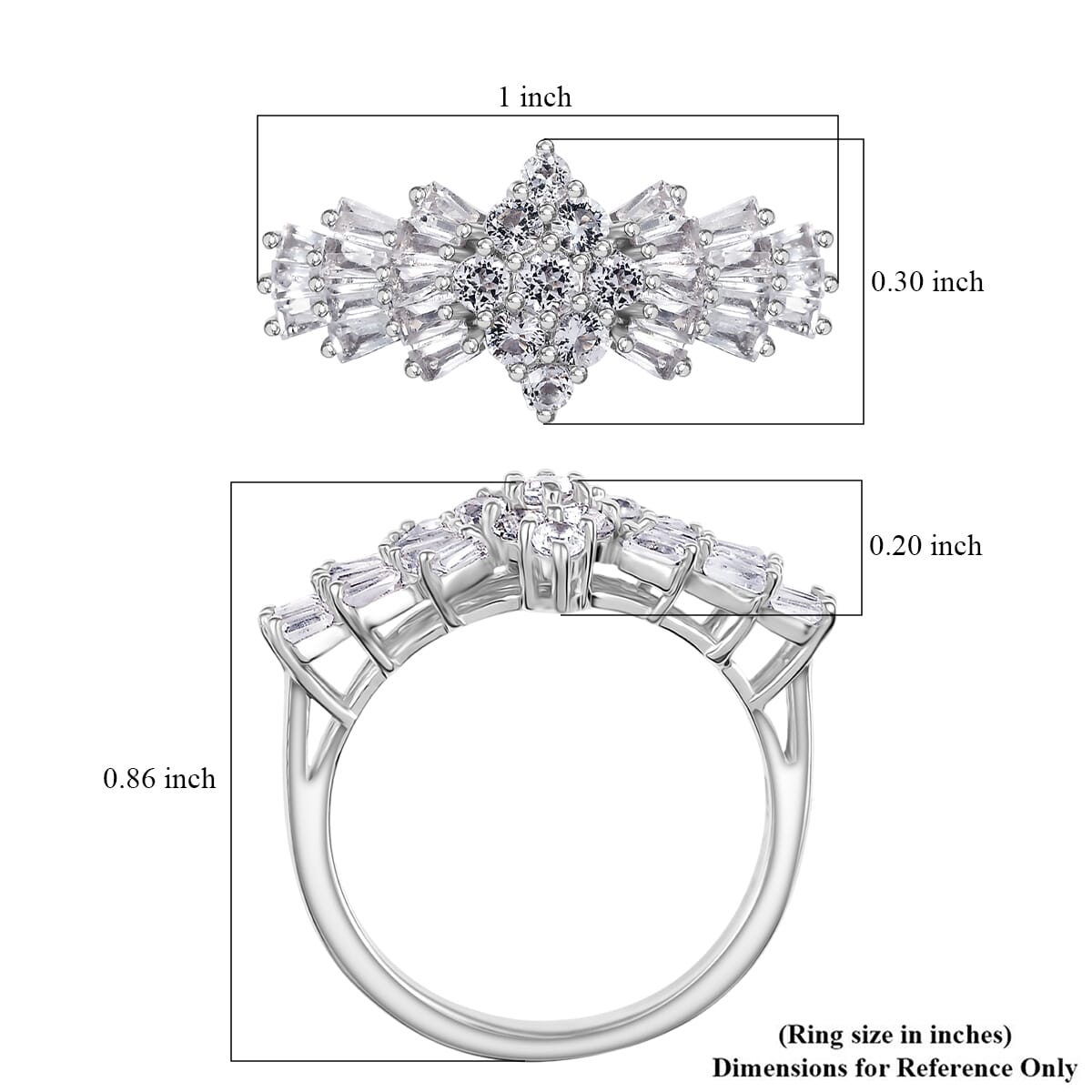 D'Joy Golconda Topaz 1.30 ctw Ballerina Ring in Platinum Over Sterling Silver (Size 10.0) image number 5