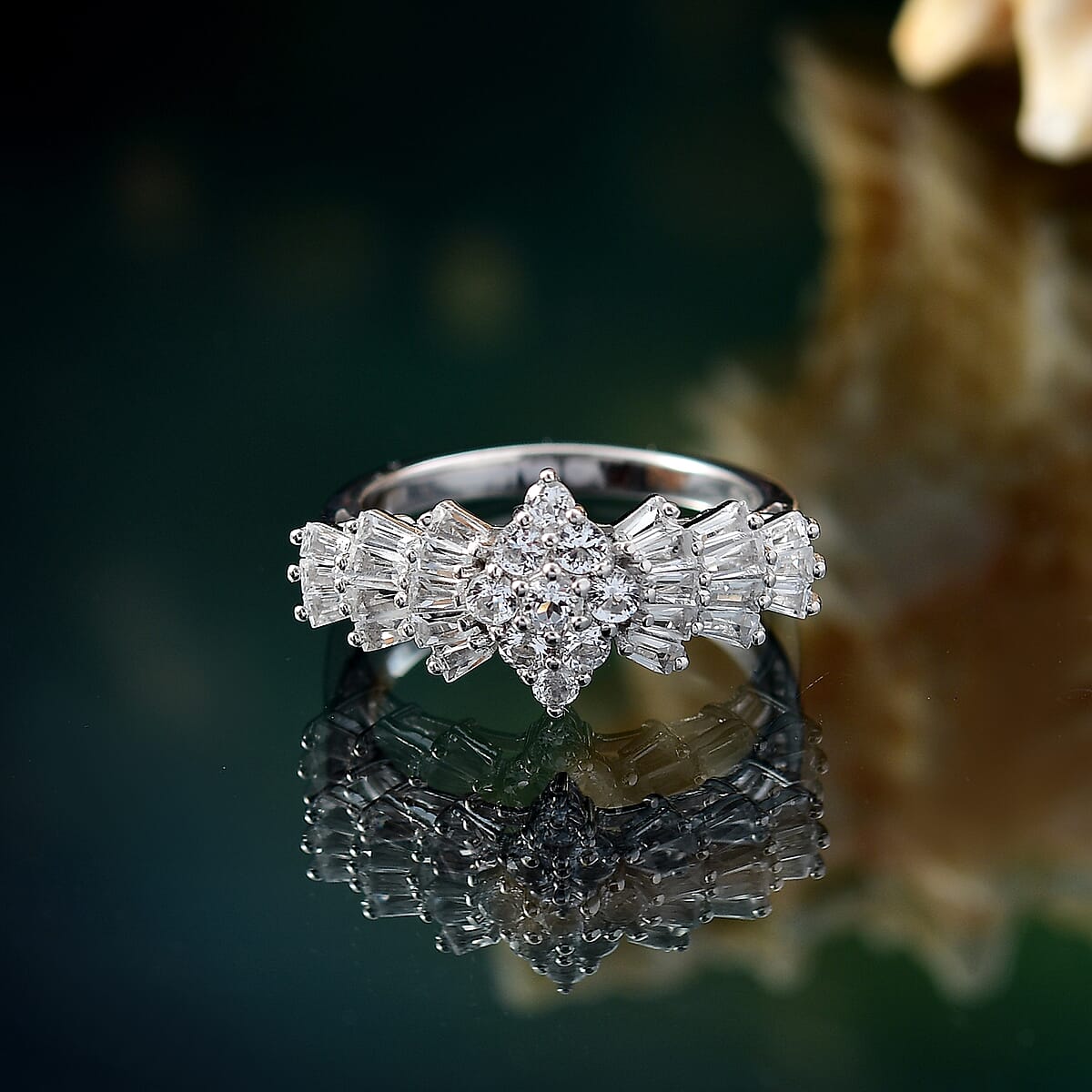 D'Joy Golconda Topaz 1.30 ctw Ballerina Ring in Platinum Over Sterling Silver (Size 5.0) image number 1