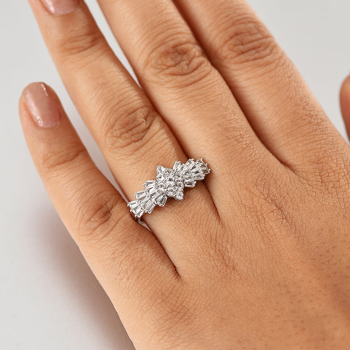 D'Joy Golconda Topaz 1.30 ctw Ballerina Ring in Platinum Over Sterling Silver (Size 5.0) image number 2