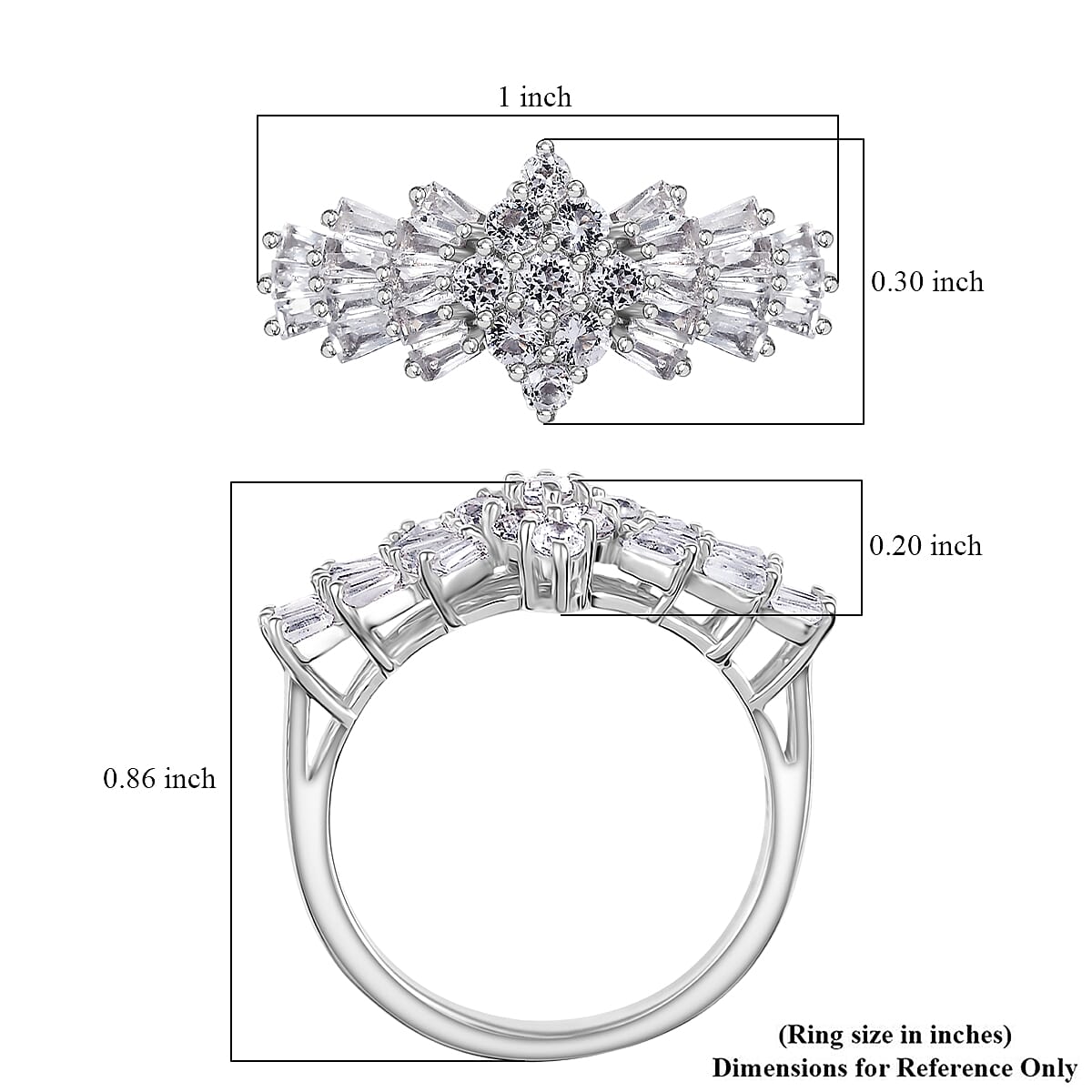 D'Joy Golconda Topaz 1.30 ctw Ballerina Ring in Platinum Over Sterling Silver (Size 5.0) image number 5