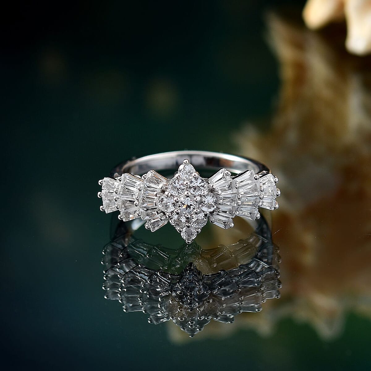 D'Joy Golconda Topaz 1.30 ctw Ballerina Ring in Platinum Over Sterling Silver (Size 7.0) image number 1