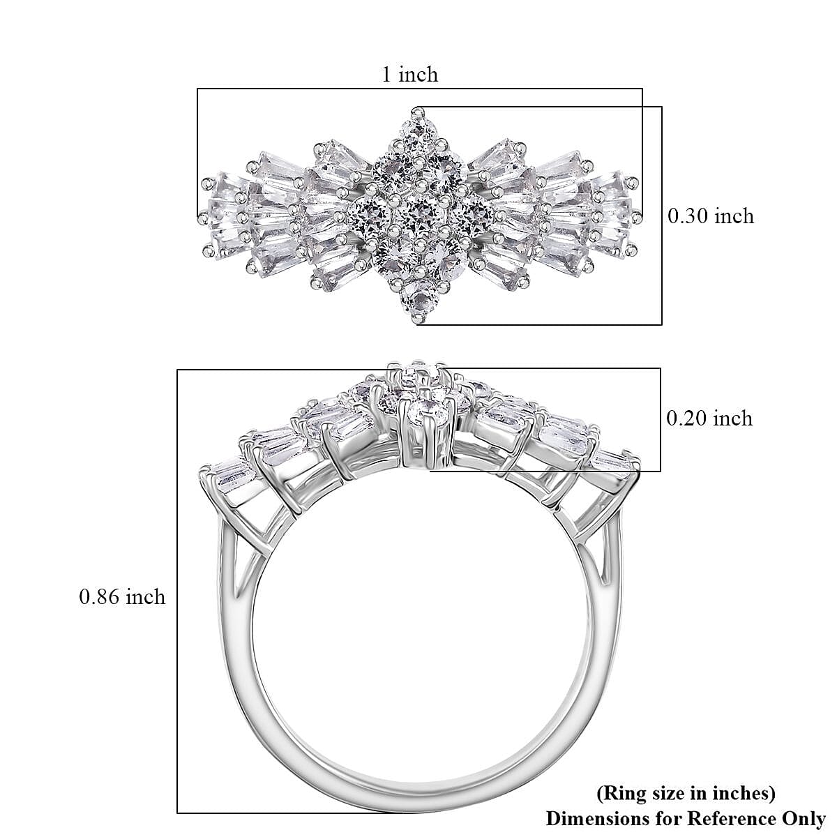 D'Joy Golconda Topaz 1.30 ctw Ballerina Ring in Platinum Over Sterling Silver (Size 7.0) image number 5