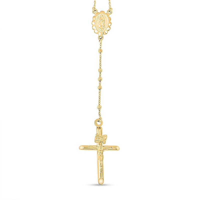 1.80MM Diamond Cut Beads Rosary Necklace in 14K Yellow Gold 4.65 Grams 18 Inches