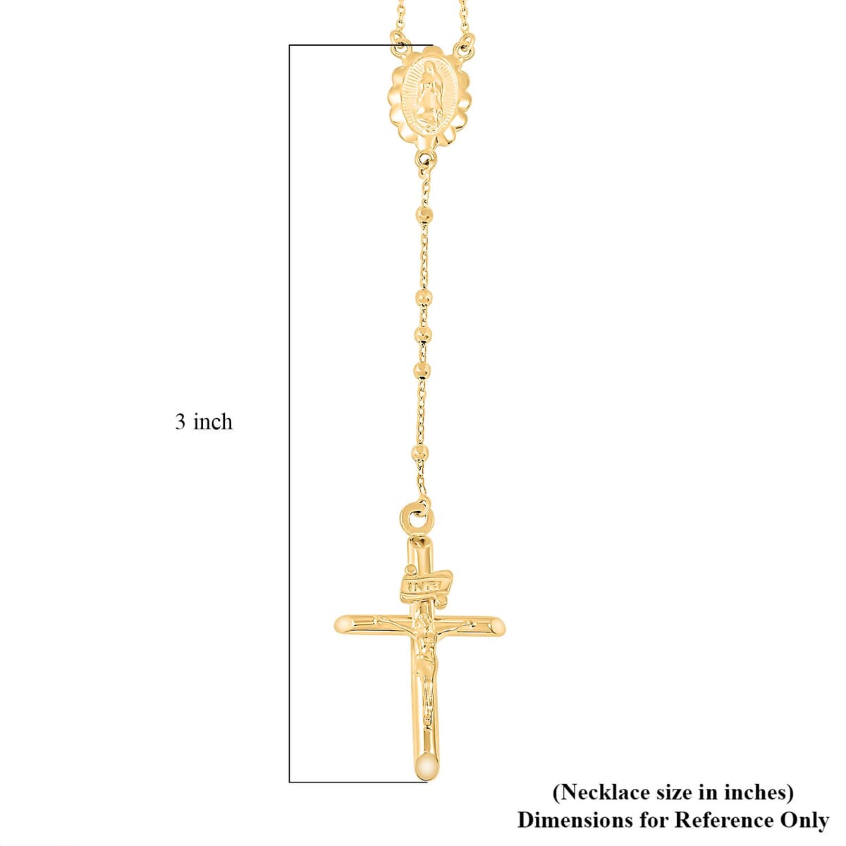 1.80MM Diamond Cut Beads Rosary Necklace in 14K Yellow Gold 4.65 Grams 18 Inches image number 3