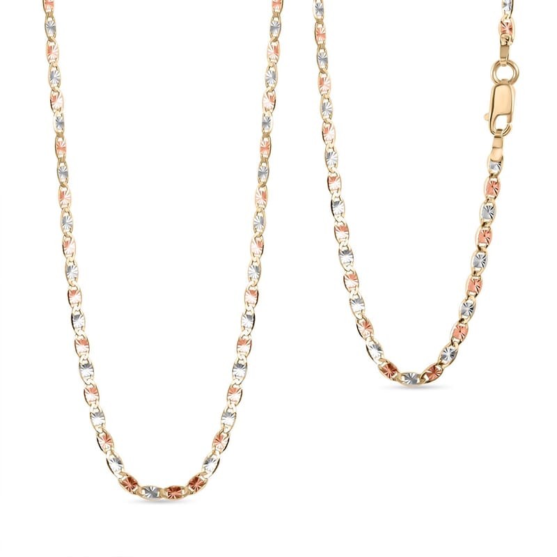2.15mm Valentino Star Diamond-cut Chain Necklace in 14K Tricolor Gold 2.35 Grams 18 Inches 