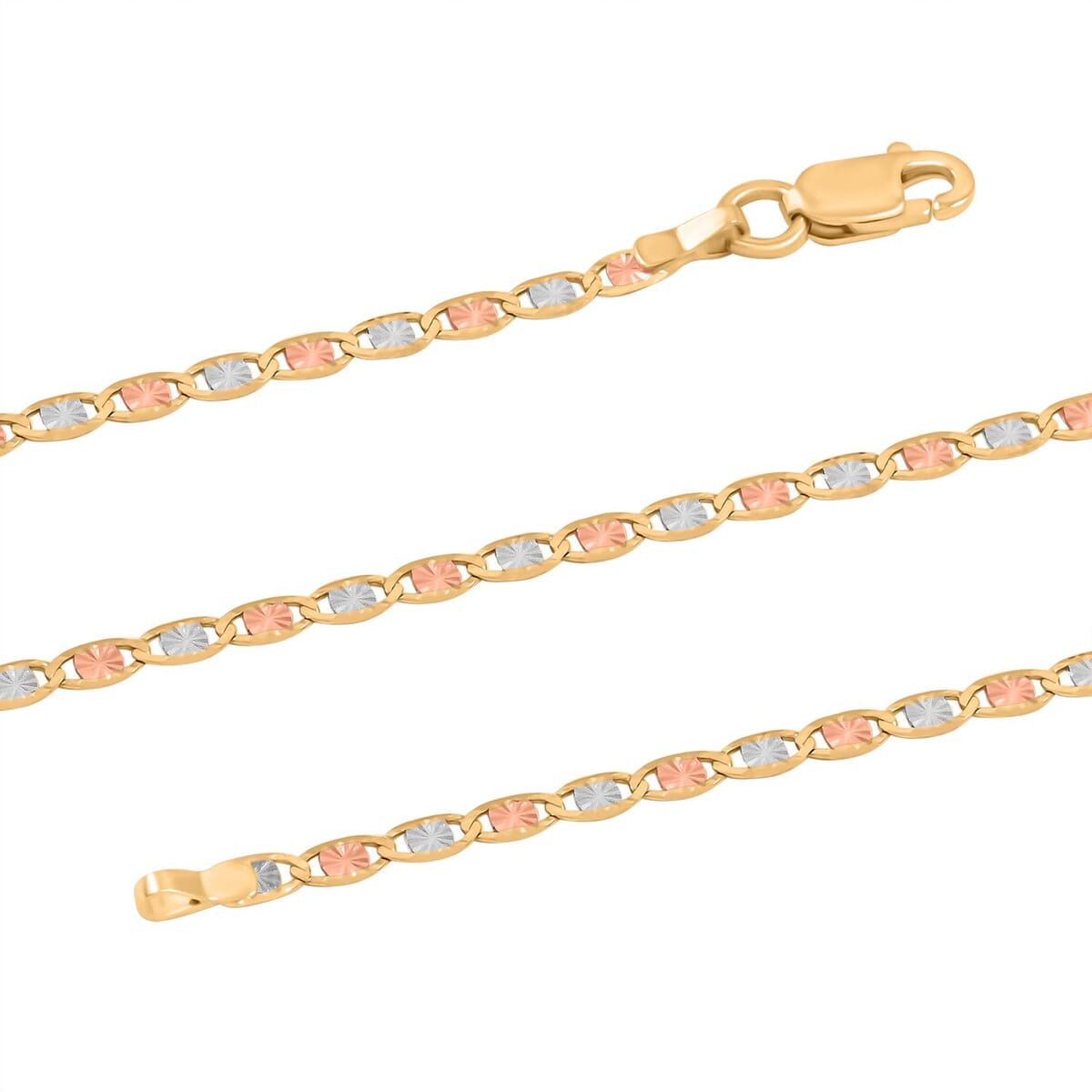 2.15mm Valentino Star Diamond-cut Chain Necklace in 14K Tricolor Gold 2.35 Grams 18 Inches  image number 1