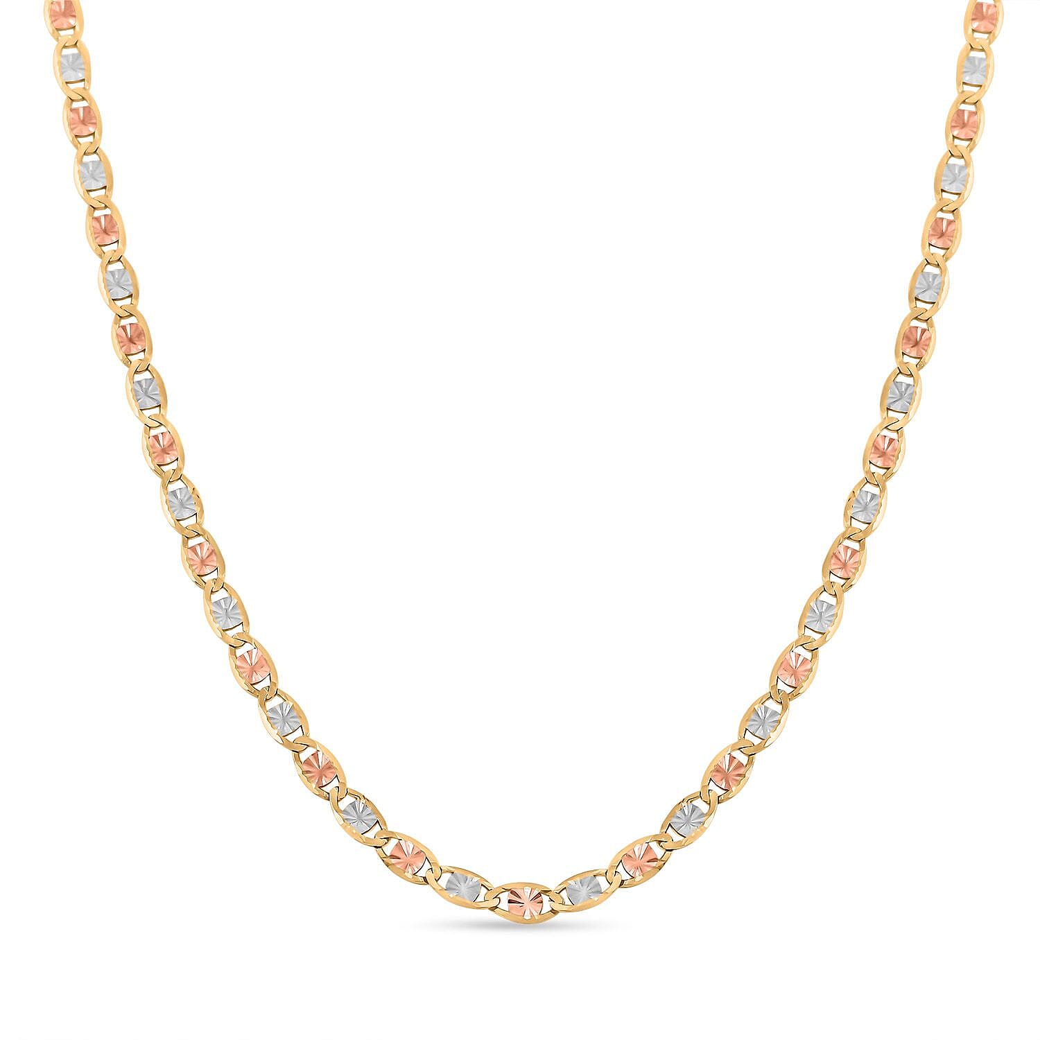 2.15mm Valentino Star Diamond-cut Chain Necklace in 14K Tricolor Gold 2.35 Grams 18 Inches 