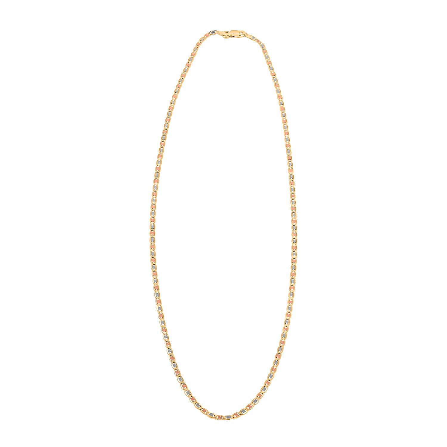 2.15mm Valentino Star Diamond-cut Chain Necklace in 14K Tricolor Gold 2.35 Grams 18 Inches 