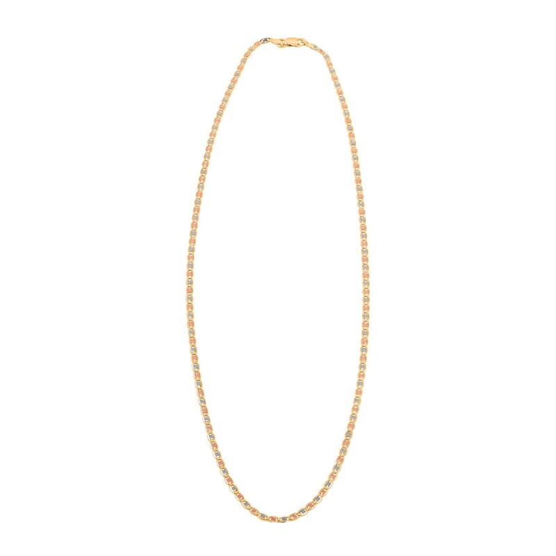 2.15mm Valentino Star Diamond-cut Chain Necklace in 14K Tricolor Gold 2.35 Grams 18 Inches 