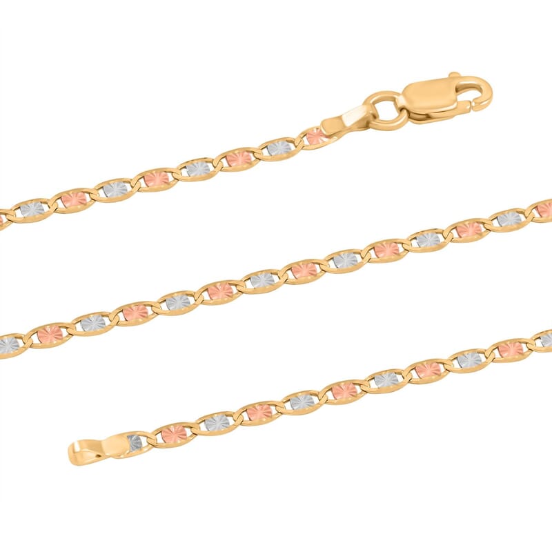 2.15mm Valentino Star Diamond-cut Chain Necklace in 14K Tricolor Gold 2.40 Grams 20 Inches