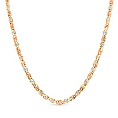 2.15mm Valentino Star Diamond-cut Chain Necklace in 14K Tricolor Gold 2.40 Grams 20 Inches