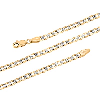3.50mm Cuban Chain Necklace in 14K Yellow and White Gold 4.4 Grams 20 Inches