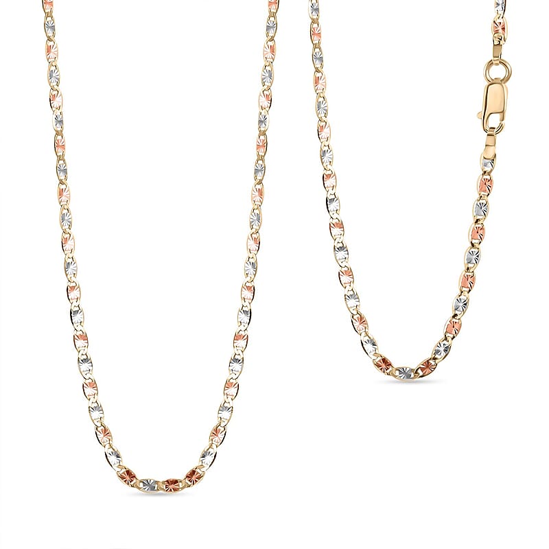 2.15mm Valentino Star Diamond-cut Chain Necklace in 14K Tricolor Gold 2.87 Grams 22 Inches