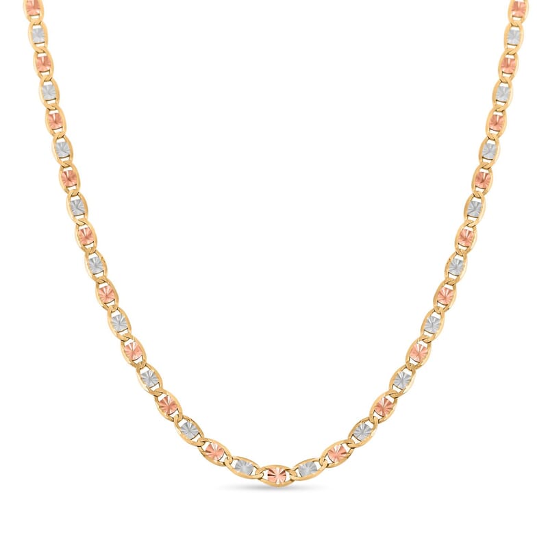 2.15mm Valentino Star Diamond-cut Chain Necklace in 14K Tricolor Gold 2.87 Grams 22 Inches