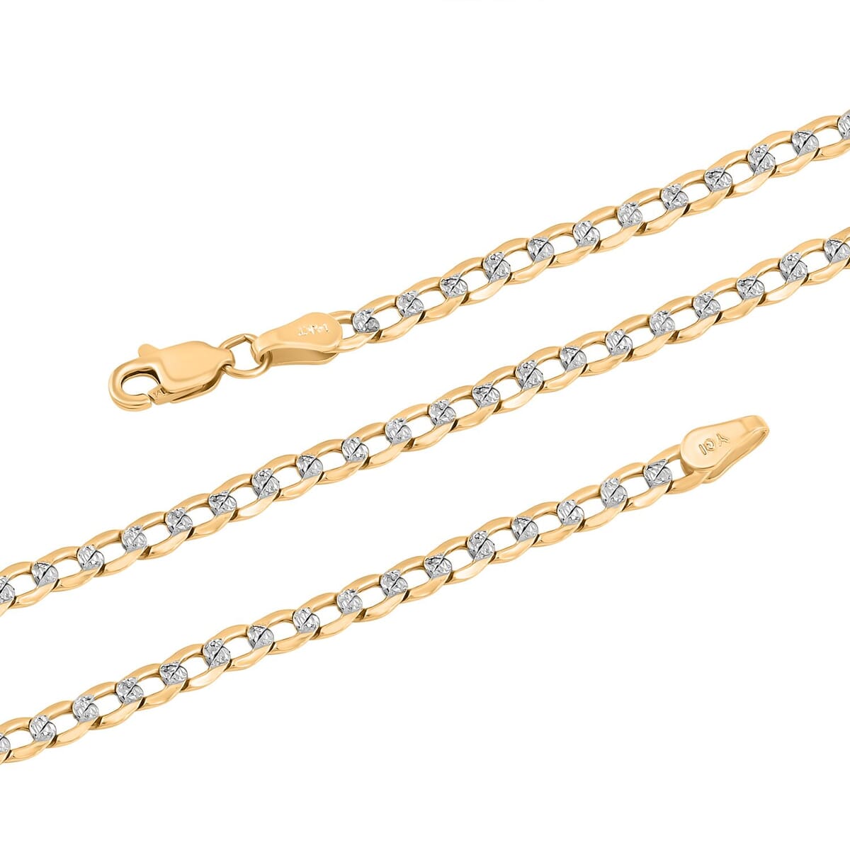 3.50mm Cuban Chain Necklace in 14K Yellow and White Gold 4.84 Grams 22 Inches image number 1