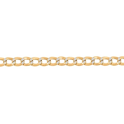 3.50mm Cuban Chain Bracelet in 14K Yellow and White Gold (7.00 In) 1.54 Grams