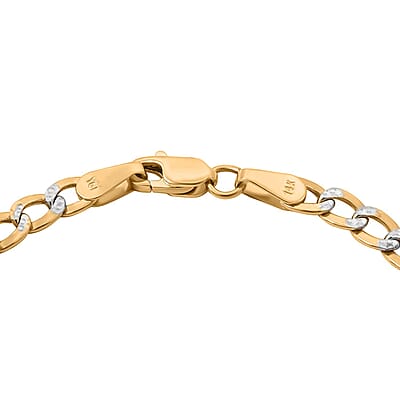 3.50mm Cuban Chain Bracelet in 14K Yellow and White Gold (7.00 In) 1.54 Grams