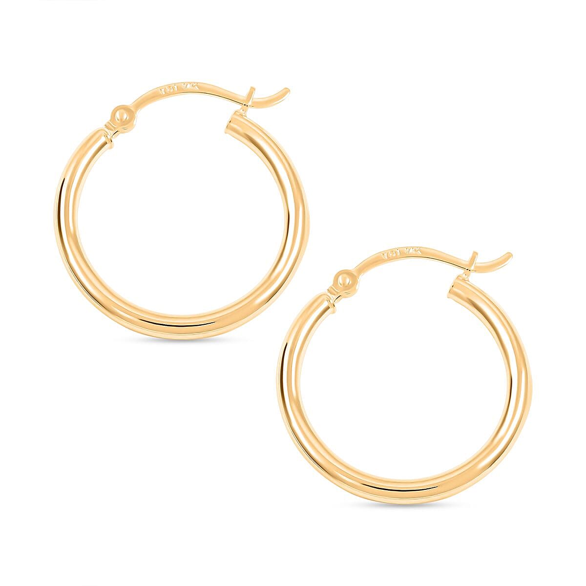 2x20MM Hoop Earrings in 14K Yellow Gold 1.05 Grams