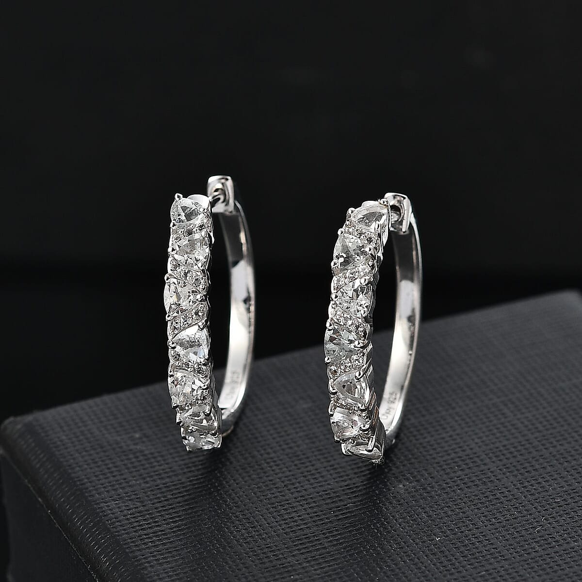 D'Joy Golconda Topaz 2.00 ctw Wave Hoop Earrings in Platinum Over Sterling Silver  image number 1