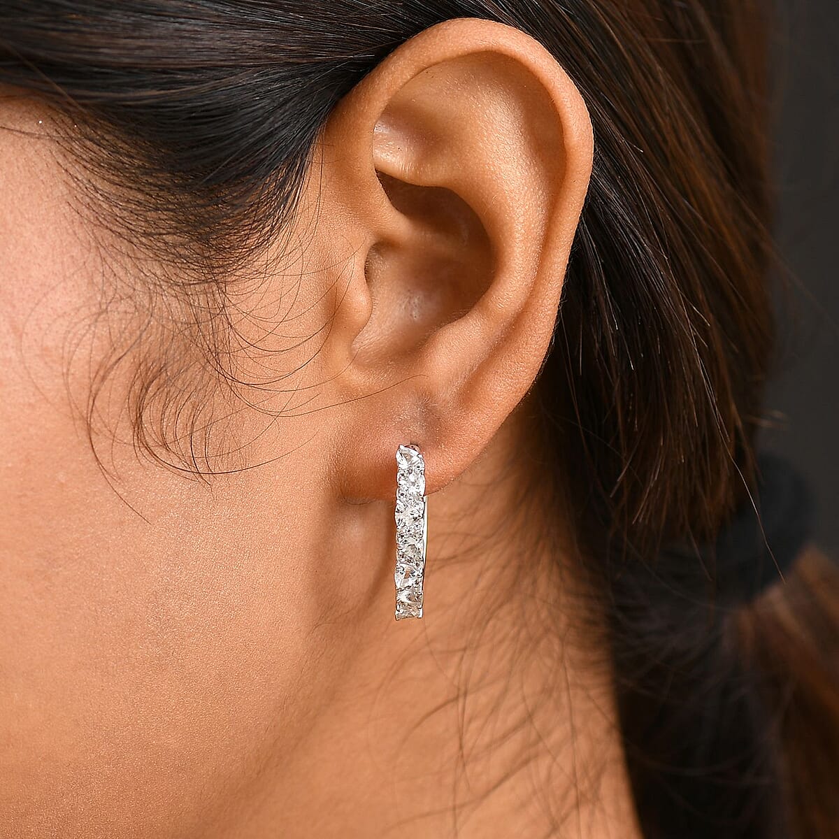 D'Joy Golconda Topaz 2.00 ctw Wave Hoop Earrings in Platinum Over Sterling Silver  image number 2