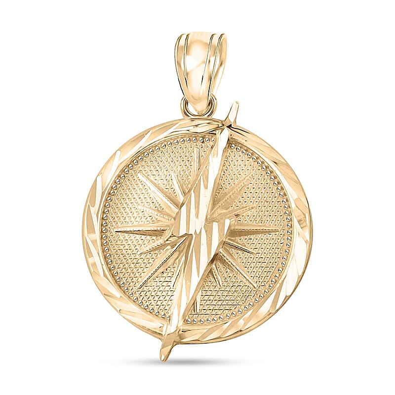 Lightning Bolt Medallion Pendant without Chain in 10K Yellow Gold 2.6 Grams