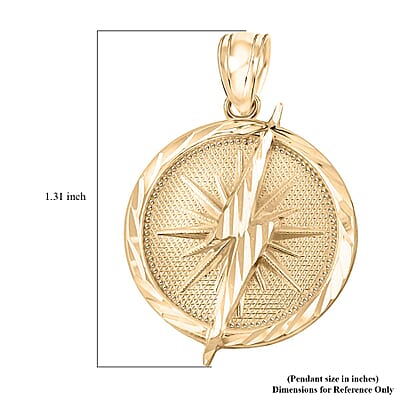 Lightning Bolt Medallion Pendant without Chain in 10K Yellow Gold 2.6 Grams