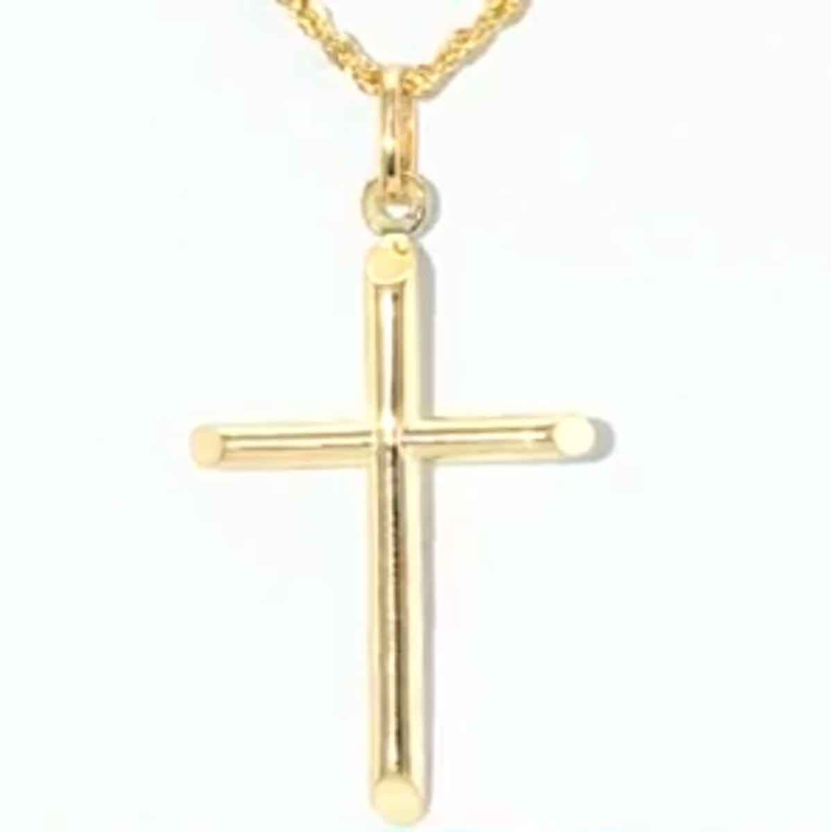 30mm Tube Cross Pendant in 14K Yellow Gold 1.27 Grams image number 0