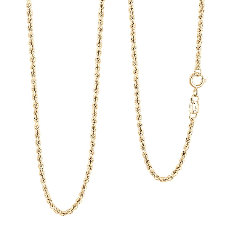 10K Yellow Gold 1.6mm Rope Chain Necklace (16 Inches) (0.84 g)