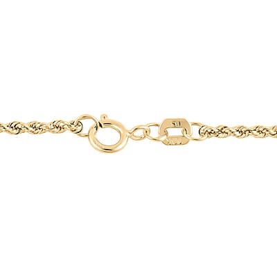 10K Yellow Gold 1.6mm Rope Chain Necklace (16 Inches) (0.84 g)