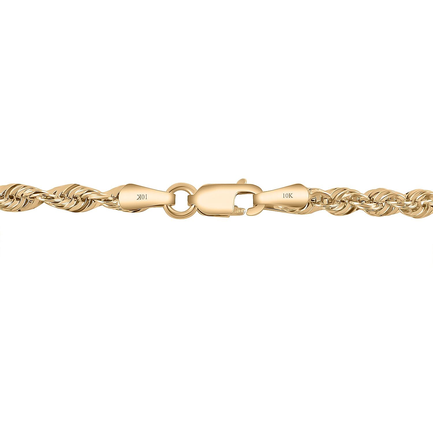 3mm Rope Chain Necklace in 10K Yellow Gold 2.2 Grams 16 Inches