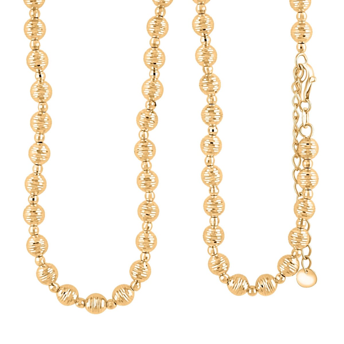 10K Yellow Gold Diamond-cut Beaded Necklace 18-20 Inches 11.78 Grams  image number 0