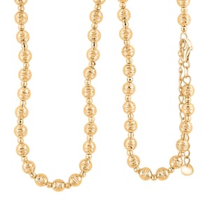 10K Yellow Gold Diamond-cut Beaded Necklace 18-20 Inches 11.78 Grams 