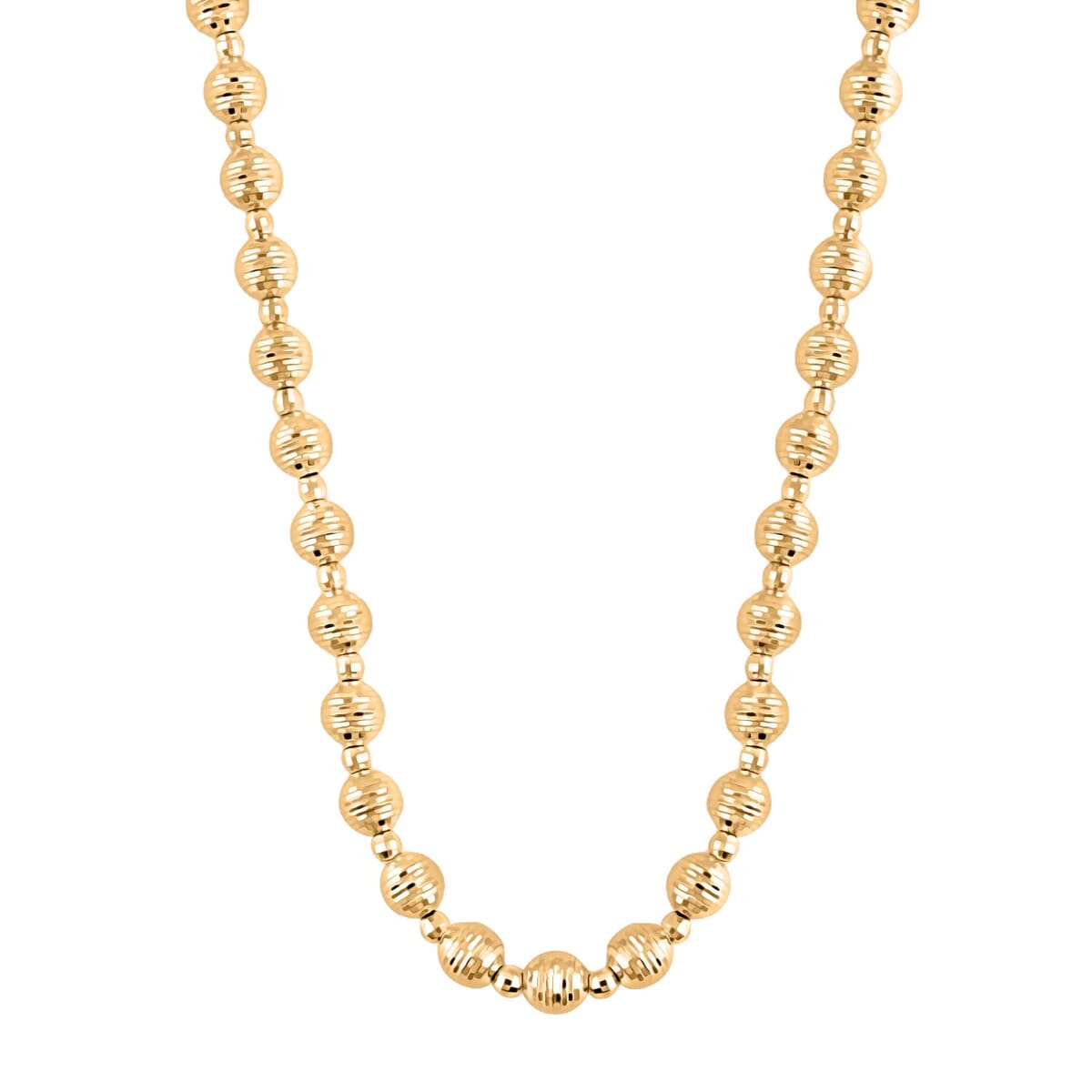 10K Yellow Gold Diamond-cut Beaded Necklace 18-20 Inches 11.78 Grams  image number 2