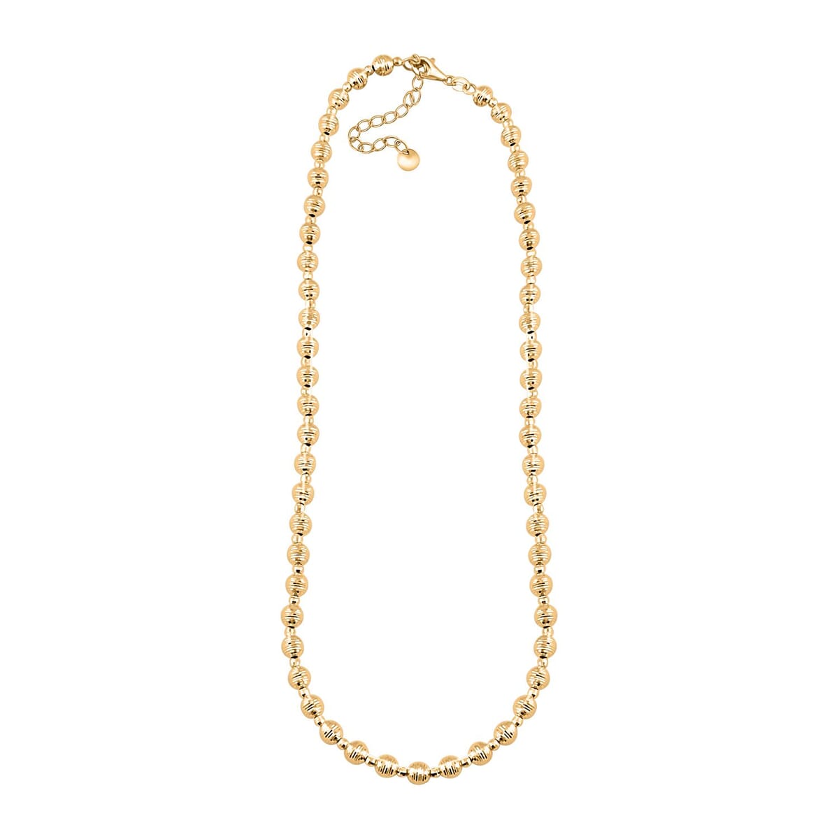 10K Yellow Gold Diamond-cut Beaded Necklace 18-20 Inches 11.78 Grams  image number 3