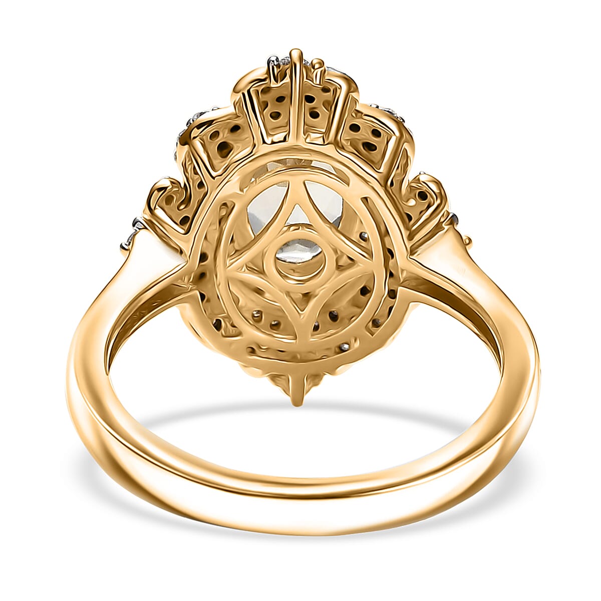 D'Joy AAA Turkizite and Moissanite 2.15 ctw Royal Flourish Ring in 18K Vermeil Yellow Gold Over Sterling Silver (Size 8.0) image number 4