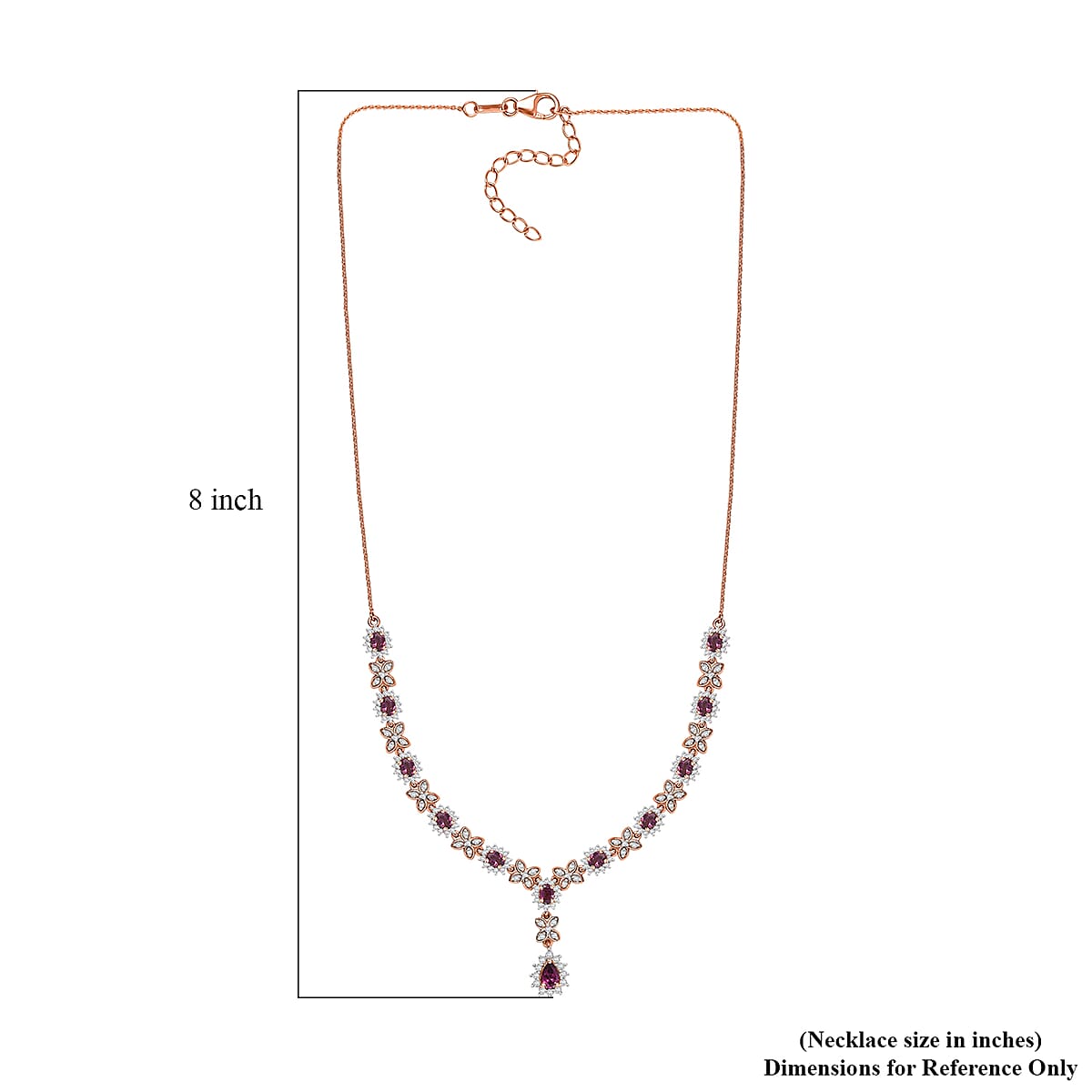 D'Joy AAA Radiant Ember Garnet and White Zircon 5.50 ctw Purple Majestic Necklace in 18K Vermeil Rose Gold Over Sterling Silver 18 Inches image number 5