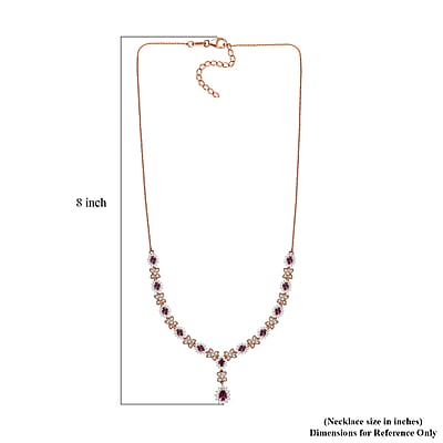 D'Joy AAA Radiant Ember Garnet and White Zircon 5.50 ctw Purple Majestic Necklace in 18K Vermeil Rose Gold Over Sterling Silver 18 Inches